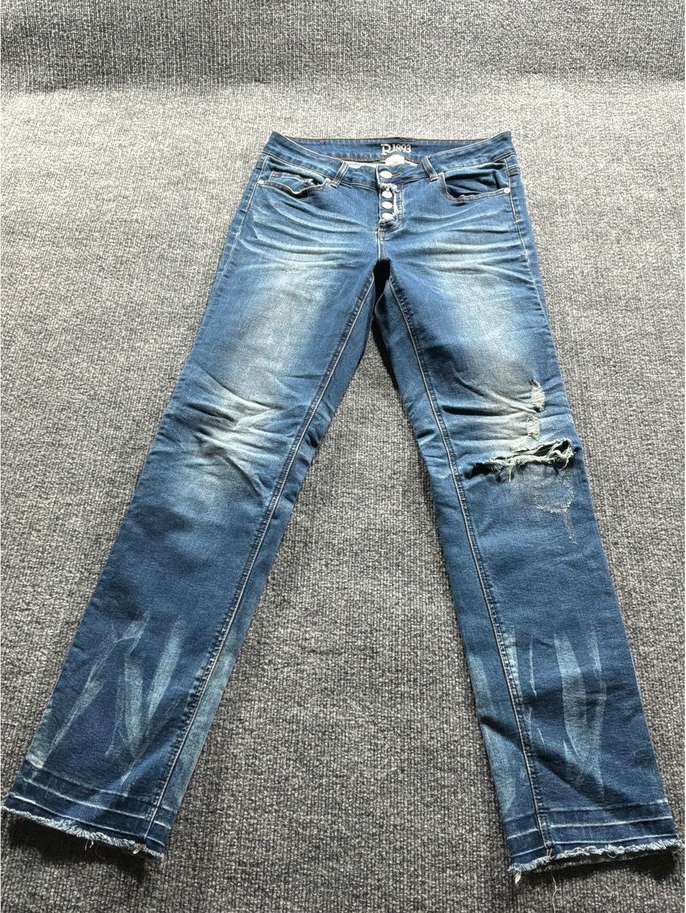 R1893 Women's Distressed Bootcut Jeans with Button Fly size 10